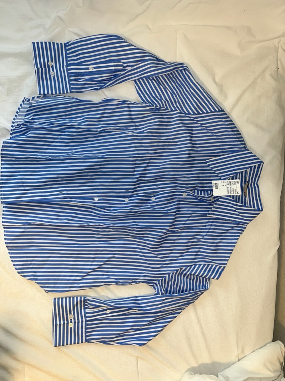 H&M Blue and White Striped Button-Down Women's Shirt